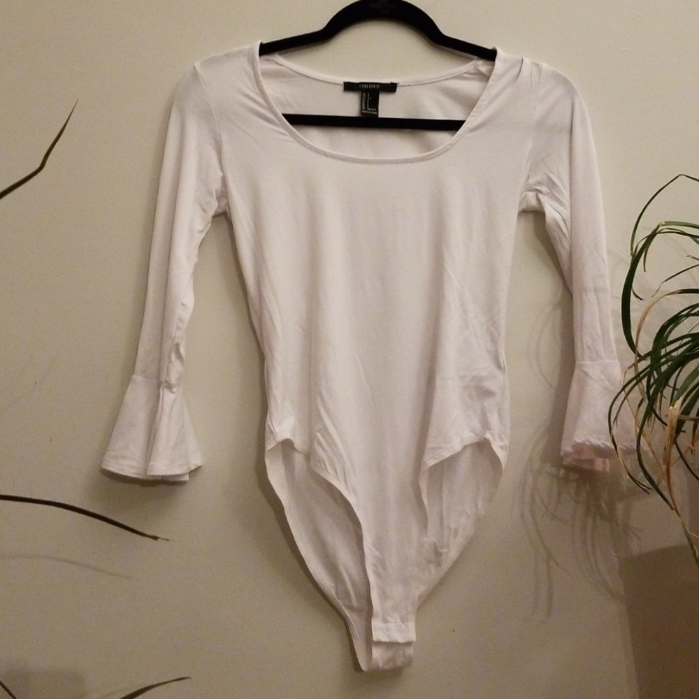 White bell sleeve bodysuit